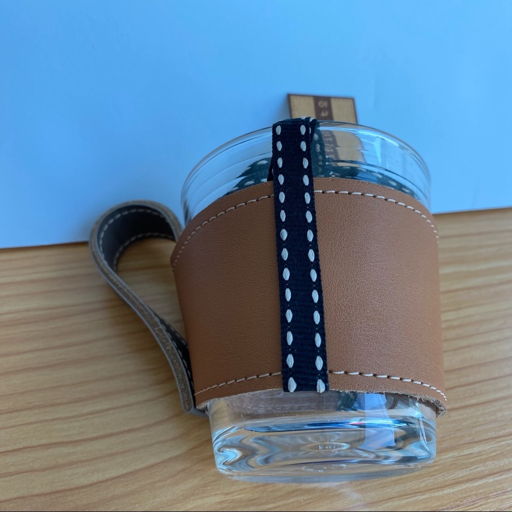 Leather Holder Sleeve and Glass Cup - Picture 3 of 9